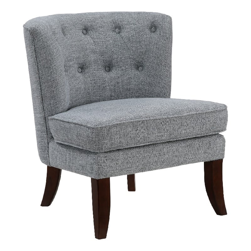 Accent Chair- Button Tufted Wingback- Dark Gray Polyester- Brown