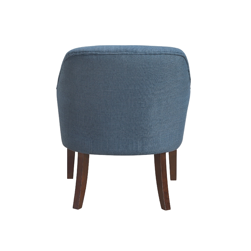Accent Armchair- Button Tufted Back- Sloped Arms- Blue Polyester