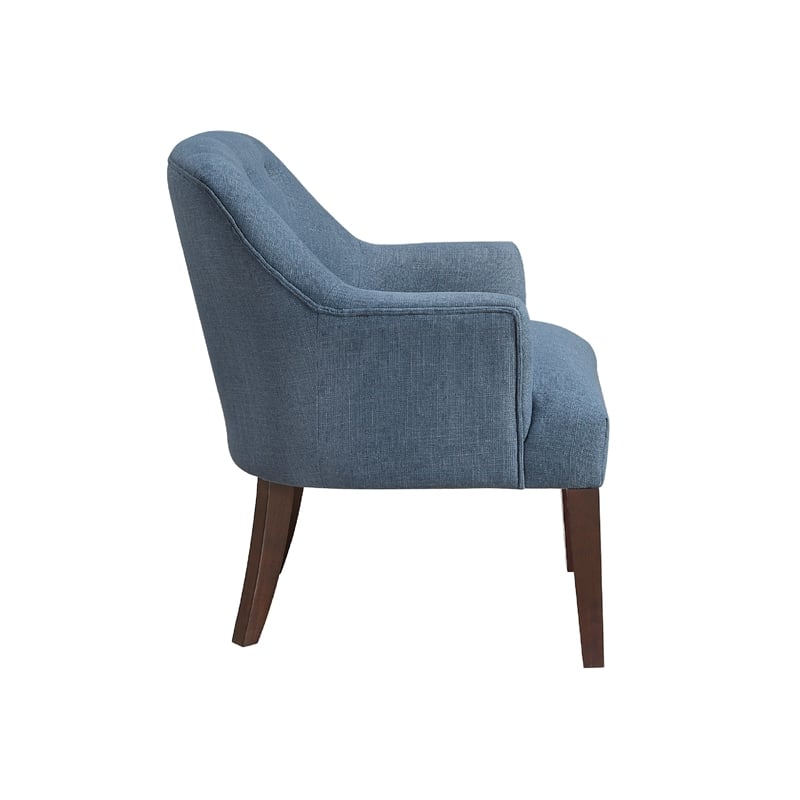 Accent Armchair- Button Tufted Back- Sloped Arms- Blue Polyester