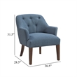 Accent Armchair- Button Tufted Back- Sloped Arms- Blue Polyester