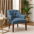 Accent Armchair- Button Tufted Back- Sloped Arms- Blue Polyester