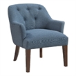 Accent Armchair- Button Tufted Back- Sloped Arms- Blue Polyester