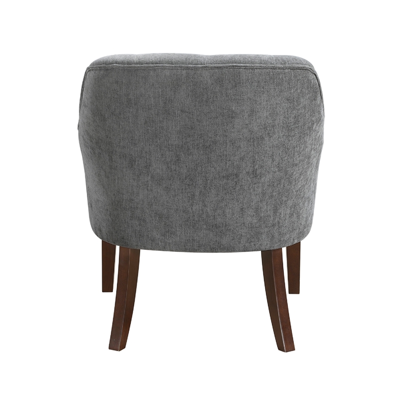 Accent Armchair- Button Tufted Back- Sloped Arms- Gray Polyester