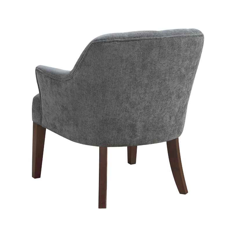 Accent Armchair- Button Tufted Back- Sloped Arms- Gray Polyester