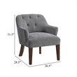 Accent Armchair- Button Tufted Back- Sloped Arms- Gray Polyester