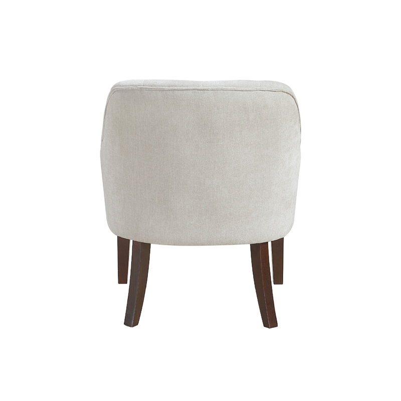Accent Armchair- Button Tufted Back- Sloped Arms- Beige Polyester