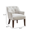 Accent Armchair- Button Tufted Back- Sloped Arms- Beige Polyester