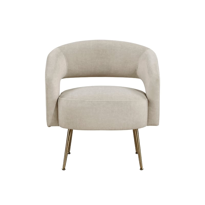 Accent Chair- Curved Open Back- Gold Metal Legs