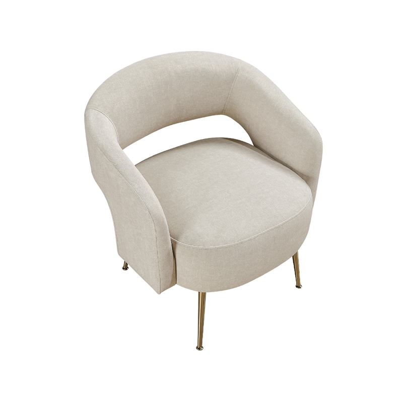 Accent Chair- Curved Open Back- Gold Metal Legs