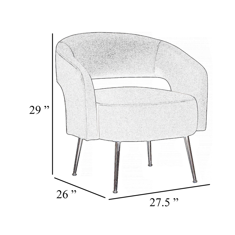 Accent Chair- Curved Open Back- Gold Metal Legs