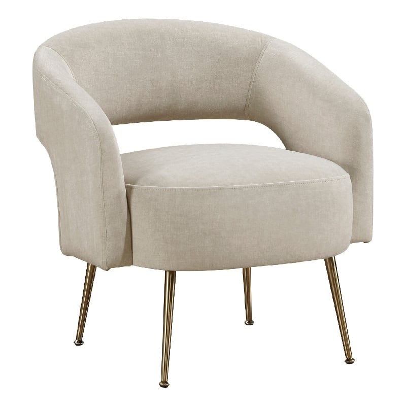 Accent Chair- Curved Open Back- Gold Metal Legs