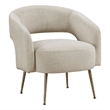 Accent Chair- Curved Open Back- Gold Metal Legs