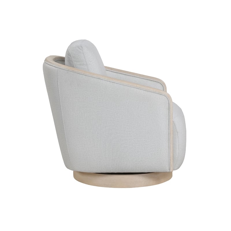 Swivel Accent Armchair- Oak Brown Wood Trim and Base