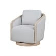 Swivel Accent Armchair- Oak Brown Wood Trim and Base