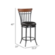 Swivel Bar Height Chair- Brown Faux Leather- Black Metal