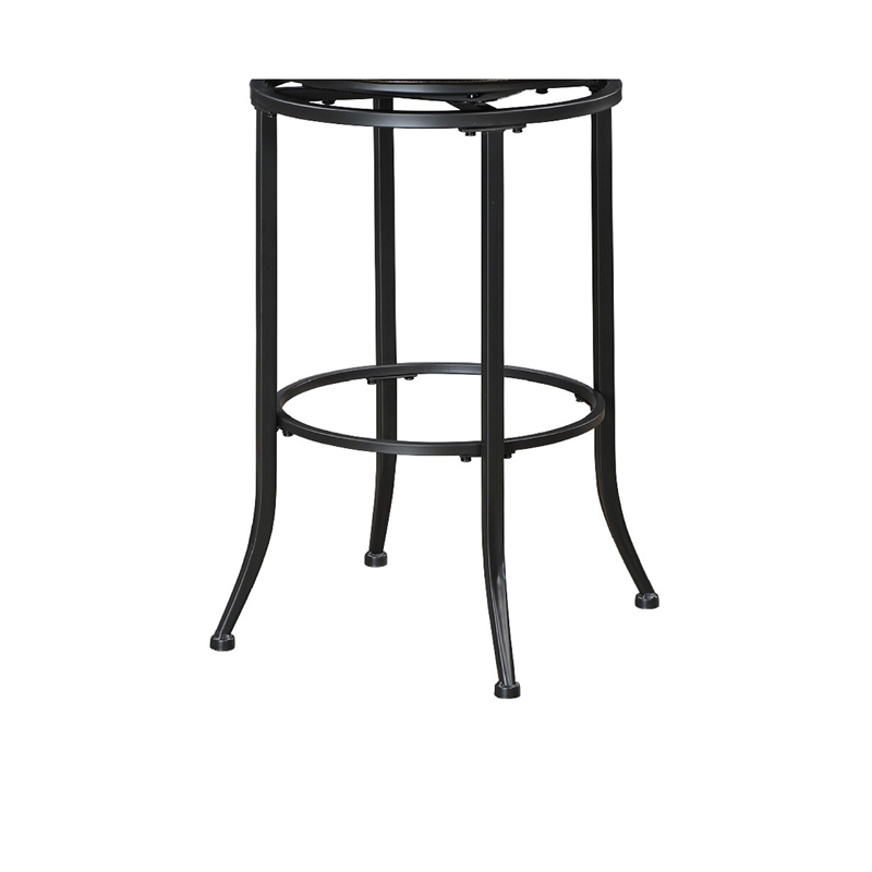 Swivel Bar Height Chair- Brown Faux Leather- Black Metal