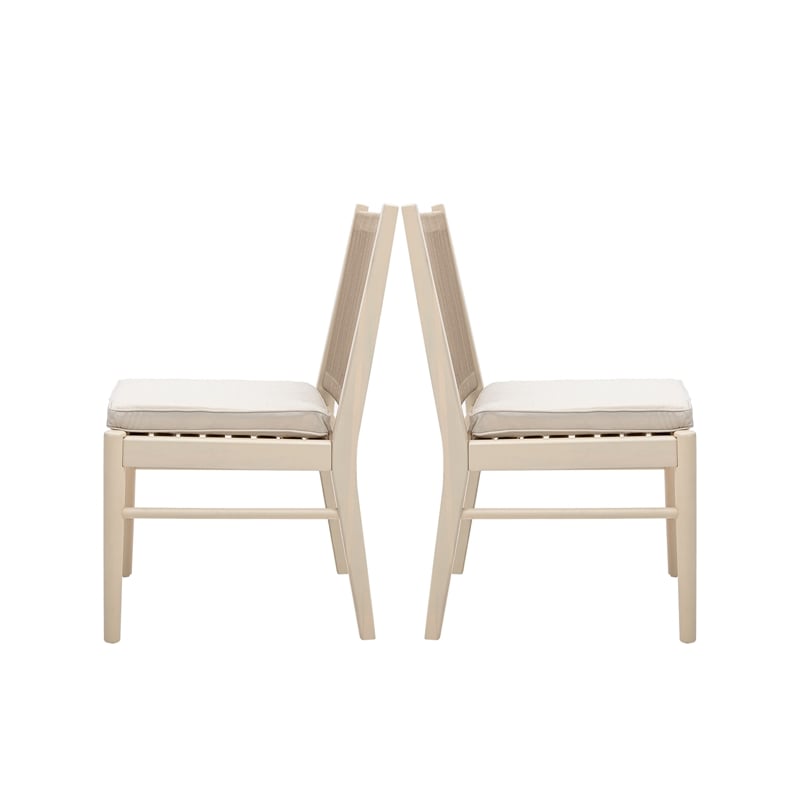 Orry Dining Side Chair Set of 2- Sand Brown Roped Back- Acacia Wood