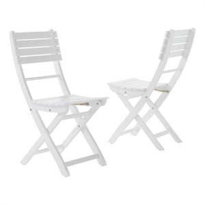 Cami Outdoor Foldable Dining Chair Set of 2- Slatted- X Legs- White
