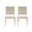 Orry Dining Side Chair Set of 2- Beige Roped Back- Acacia Wood