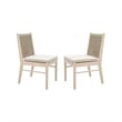 Orry Dining Side Chair Set of 2- Beige Roped Back- Acacia Wood