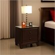 Benjara Wooden Night Stand with Two Drawer - Espresso Brown