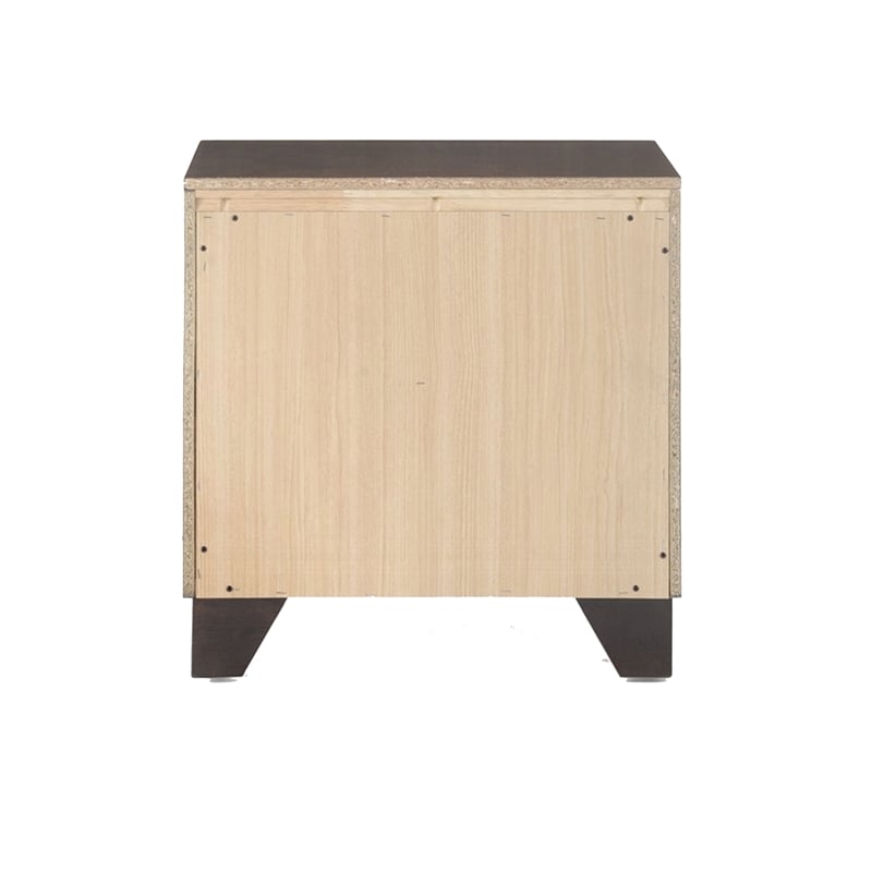Benjara Wooden Night Stand with Two Drawer - Espresso Brown