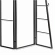 Benjara Modern Style 3 Panel Metal Screen with Hooks and Rod Hangings- Black
