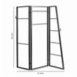 Benjara Modern Style 3 Panel Metal Screen with Hooks and Rod Hangings- Black