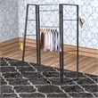 Benjara Modern Style 3 Panel Metal Screen with Hooks and Rod Hangings- Black