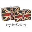 Benjara Suitcase with Union Jack Print Canvas Upholstery- Multicolor (Set of 2)