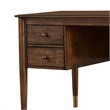 Benjara Wooden Desk with 4 Drawers and Metal Toed Feet- Brown and Gold