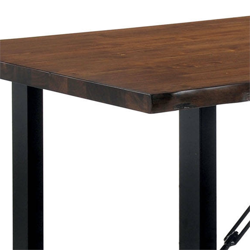Benjara Industrial Wooden Dining Table with U Shaped Base- Brown and Black