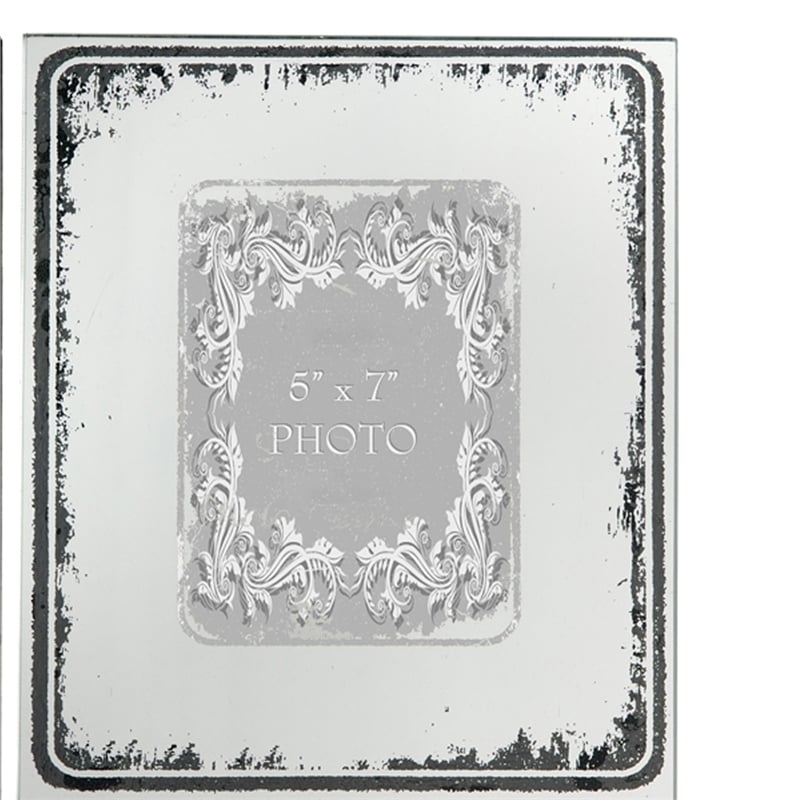 Benjara Modern Etched Wooden Photo Frames- Large- Set of 4- Silver