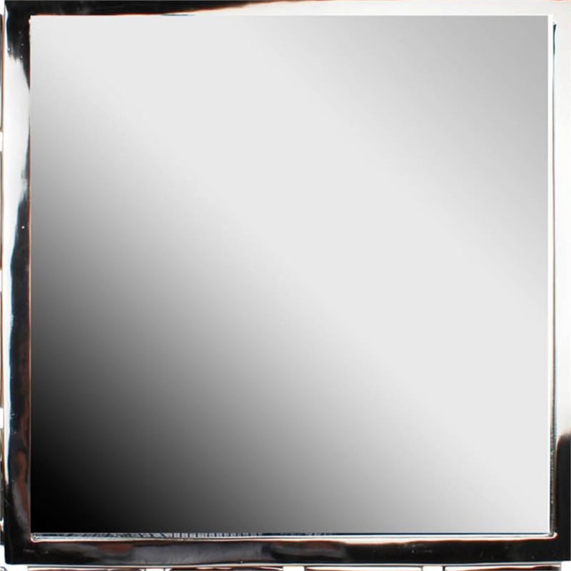 Benjara Modern Style Metal Openwork Square Framed Mirror- Silver