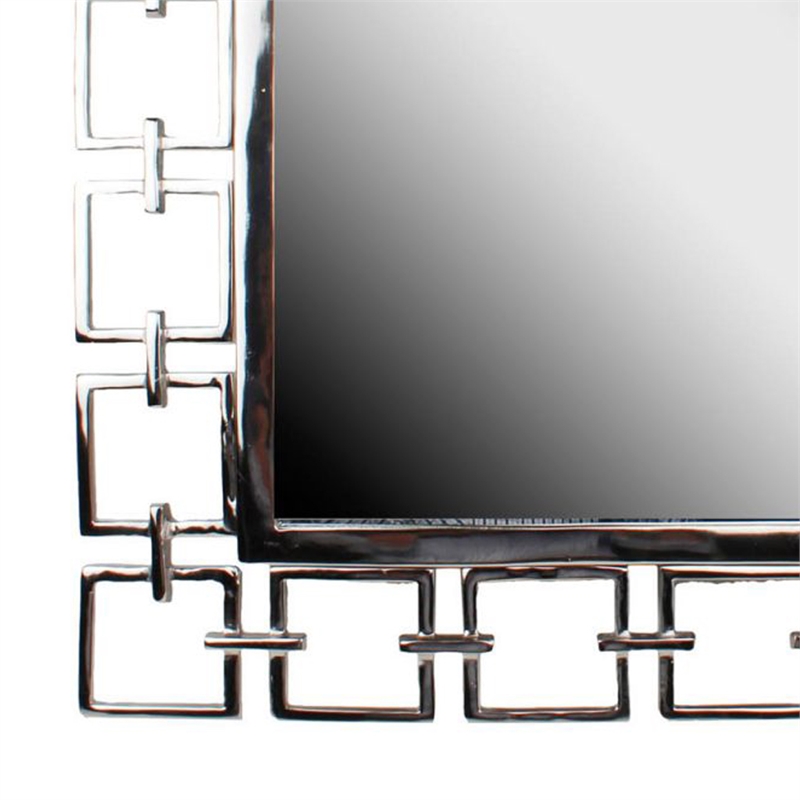 Benjara Modern Style Metal Openwork Square Framed Mirror- Silver
