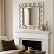 Benjara Modern Style Metal Openwork Square Framed Mirror- Silver
