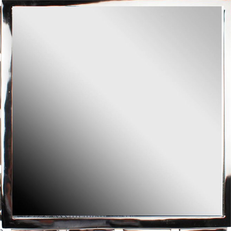 Benjara Modern Style Metal Openwork Square Framed Mirror- Silver