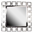 Benjara Modern Style Metal Openwork Square Framed Mirror- Silver