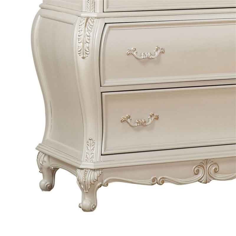 Benjara Wooden Drawer Chest with Five Drawers- Pearl White