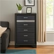 Benjara Two Tone Wooden Chest With Six Drawers- Black And Silver