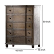 Benjara 5 Drawer Chest With Round Knobs Side Metal Glide In Weathered Oak