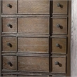 Benjara 5 Drawer Chest With Round Knobs Side Metal Glide In Weathered Oak