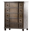 Benjara 5 Drawer Chest With Round Knobs Side Metal Glide In Weathered Oak