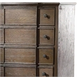 Benjara 5 Drawer Chest With Round Knobs Side Metal Glide In Weathered Oak