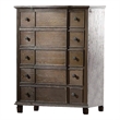 Benjara 5 Drawer Chest With Round Knobs Side Metal Glide In Weathered Oak