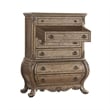 Benjara Six Drawer Chest With Antique Handles & Scrolled Legs- Vintage Oak