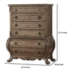 Benjara Six Drawer Chest With Antique Handles & Scrolled Legs- Vintage Oak