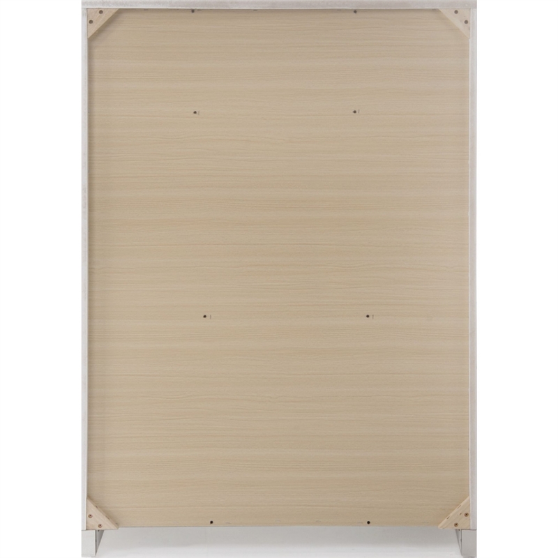 Benjara Chest With Six Center Metal Glide Drawers In White Gloss Finish