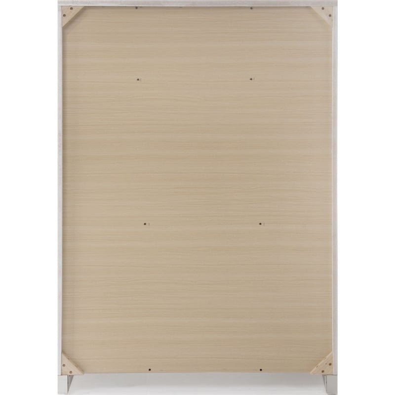 Benjara Chest With Six Center Metal Glide Drawers In White Gloss Finish
