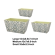 Benjara Rectangular Containers with Narrow Bottom (Set of 3)- Blue and Beige